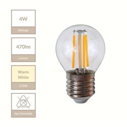 LED ES/E27 2700K 4W Filament Golf Ball Bulb MLGB4ES/WW
