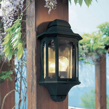 Chapel IP44 Black Outdoor Half Lantern CP7-Black