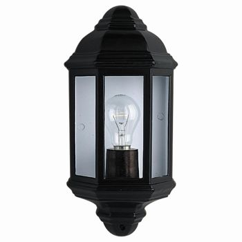 Maine Black Outdoor Half Lantern Wall Light 280BK