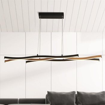 Bloom LED Dimmable CCT Black And Wood Effect Pendant 32104-1BK