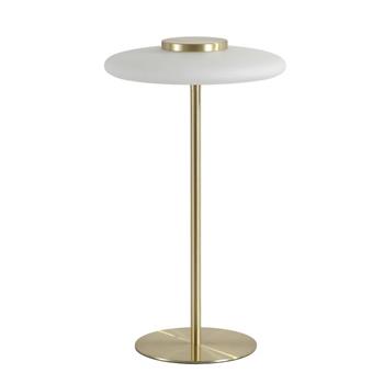 Record Touch Satin Brass And White Table Lamp 33120PB