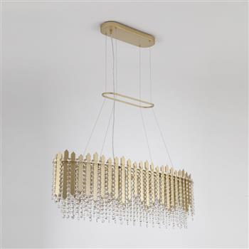 Spear Gold (Colour) And Crystal Eight Light Ceiling Pendant 44711-8GO