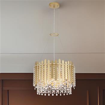 Spear Gold (Colour) And Crystal Eight Light Celing Pendant 44710-8GO