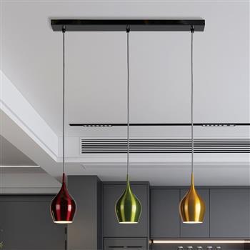 Vibrant Three Light Multicoloured Linear Ceiling Pendant 6463-3
