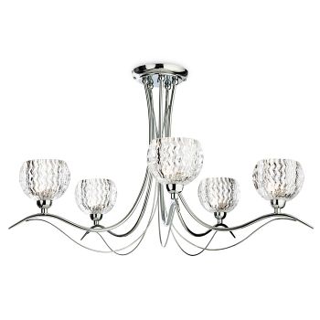 Blanche Chrome And Decorative Glass 5 Arm Semi-Flush Light 8620CH