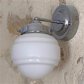 Art Deco Chrome & Opal Glass IP44 Bathroom Wall Light 4946CH