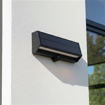 Augusta Horizontal IP65 LED PIR Solar Wall Light 6810BK