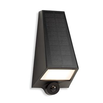 Augusta Vertical IP65 LED PIR Solar Wall Light 6812BK