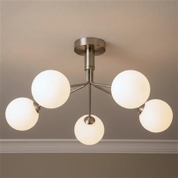 Lyric 5-Light Brushed Steel Semi-Flush Fitting 6931BS
