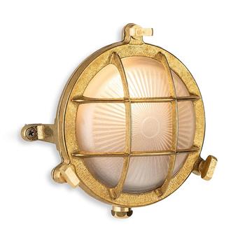 Nautic Compact Solid Brass Cage Bulkhead Light 6819BR
