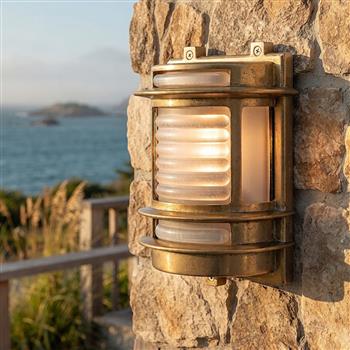 Nautic Curved Solid Brass IP64 Wall Light 5924BR