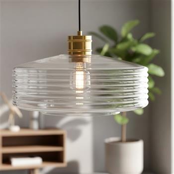 Porto Clear Glass and Brass Single Pendant 6837BB