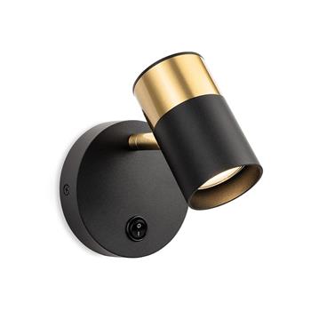 Roma Switched Black and Brass Wall Spotlight 6875BK