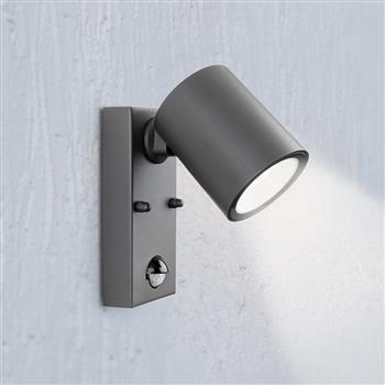 Vermont IP44 LED Graphite Outdoor PIR Adjustable Wall Light 4145GP