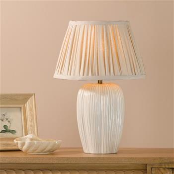 Abigail Cream Ceramic Table Lamp With Pleated Shade Abi4233