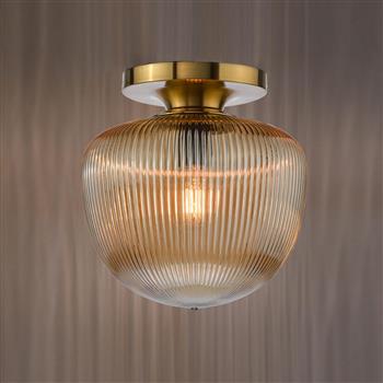 Abrielle Ribbed Glass Semi Flush Ceiling Fitting