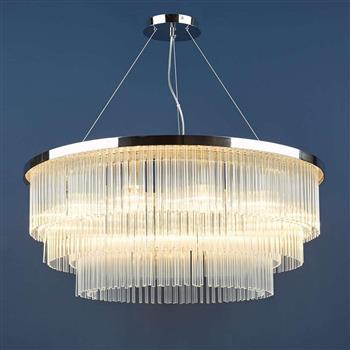 Alpheios 12 Light Tiered Polished Chrome And Clear Glass Pendant ALP1244