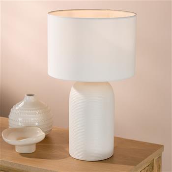 Bayonne Textured White Table And White Shade BAY4202