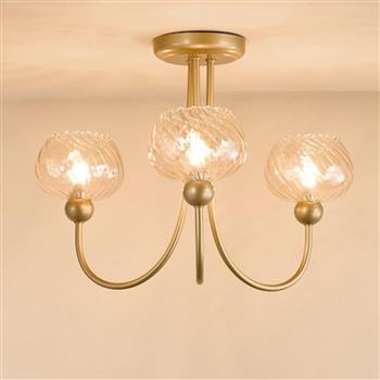 Cognac Satin Gold And Champagne 3 Light Semi-Flush COG0335