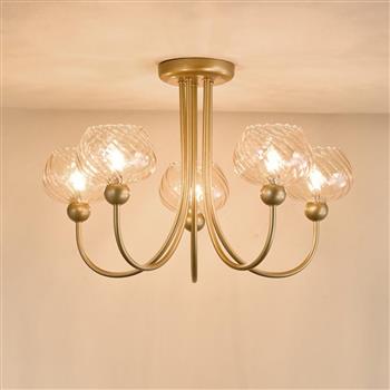 Cognac Satin Gold And Champagne 5 Light Semi-Flush COG0535
