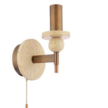 Colenza Antique Bronze And Natural Travertine Stone Single Wall Light COL0763