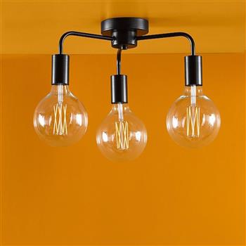 Dena 3 light Matt Black Semi-Flush Ceiling Fitting DEN5322