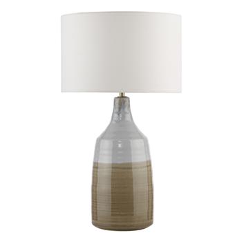Desirus Ceramic Pale Blue And Taupe Table Lamp With Ivory Shade DES4223