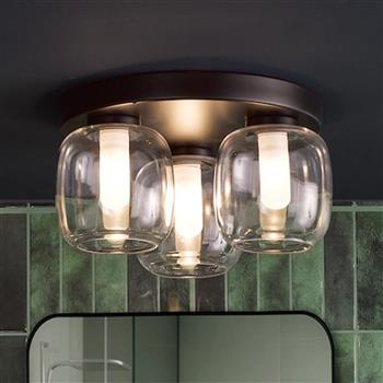 Edaline IP44 3 Light Matt Black Semi Flush Bathroom Fitting EDA5322