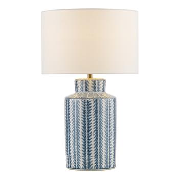 Ennio Geometric Ceramic Base With Ivory Shade Table Lamp 