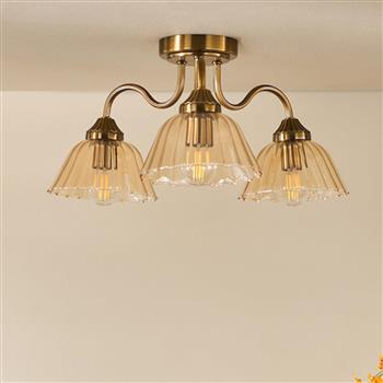 Erika Antique Bronze And Amber Glass Semi-Flush Fitting ERI5363