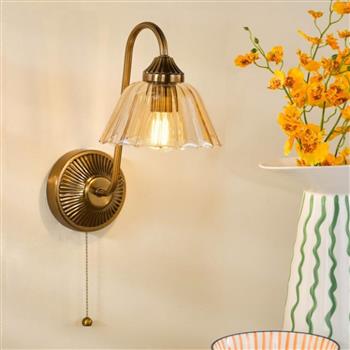 Erika Antique Bronze And Amber Glass Wall Light ERI0763