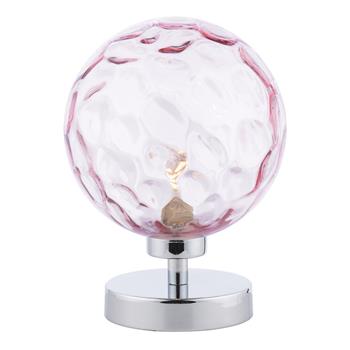 Esben large Polished Chrome And Pink Glass Touch Lamp ESB4150-13
