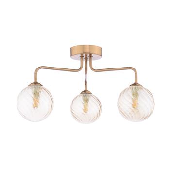 Feya Antique Bronze And Amber Glass 3 Light Semi-Flush FEY0363-25