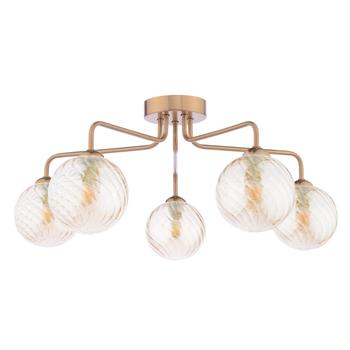 Feya Antique Bronze And Amber Glass 5 Light Semi-Flush FEY0563-25