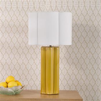 Fiyan Clover Glazed Table Lamp And Ivory Shade