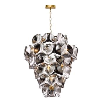 Genoa Twelve Light Warm Natural Brass And Smoked Glass Pendant GEN1242
