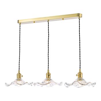 Hadano 3 Light Clear Wavy Glass Bar Pendant Fitting