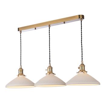 Hadano 3 Light White Ceramic Shades Bar Pendant Fitting