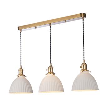 Hadano Large Triple White Ceramic Shades Linear Pendant Fitting