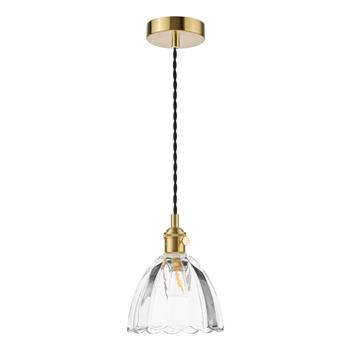 Hadano Clear Scalloped Glass Single Pendant Fitting 