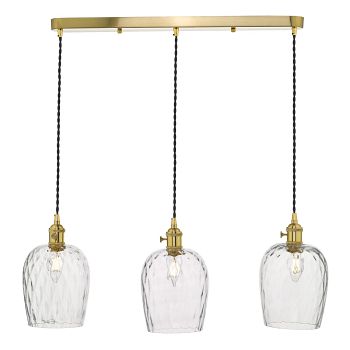 Hadano Dimpled Glass 3 Light Bar Pendant