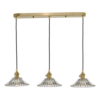 Hadano 3 Light Flared Clear Glass Bar Pendant 