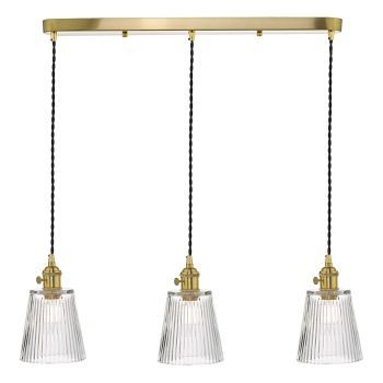 Hadano Triple Clear Ribbed Glass Pendant Fitting 