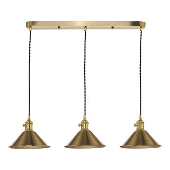 Hadano Triple Natural Brass And Metal Shades Pendant