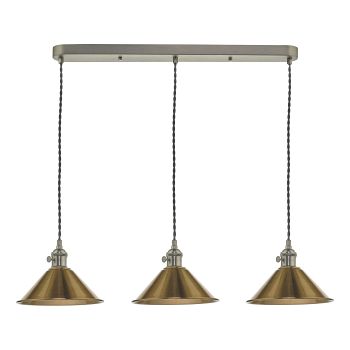 Hadano Antique Chrome And Metal Shades Ceiling Pendant Fitting