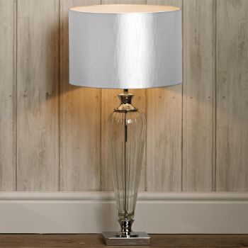 Hinton Table Lamp White Shade Crystal Base HIN4208