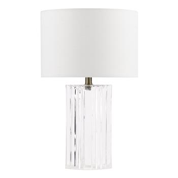 Iggy Clear Ribbed Glass Lamp With White Drum Shade IGG4208