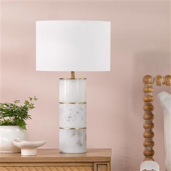 Ishana Marble And White Drum Shade Table Lamp ISH4202