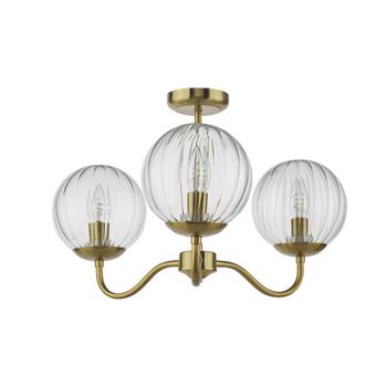 Jocelyn Natural Brass Triple Semi-Flush Fitting JOC5342