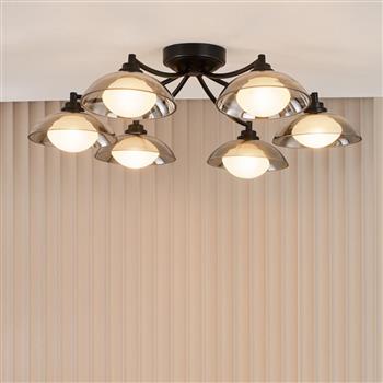 Kadience Satin Black And Smoked Glass 6 Light Semi-Flush KAD0622